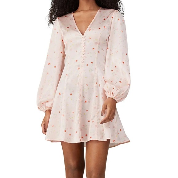 Ganni Pink Satin Mini Dress